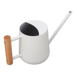 Watering Can 900ml Stainless Steel Long Spout Wooden Handle Elegant Flower Watering Pot for Garden Family Outdoor White