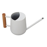 Watering Can 900ml Stainless Steel Long Spout Wooden Handle Elegant Flower Watering Pot for Garden Family Outdoor White - Side View