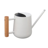 Watering Can 900ml Stainless Steel Long Spout Wooden Handle Elegant Flower Watering Pot for Garden Family Outdoor White - Rear View