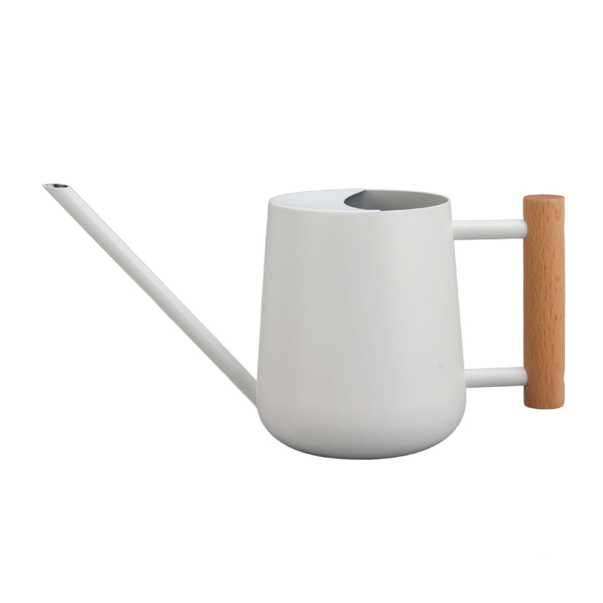 Watering Can 900ml Stainless Steel Long Spout Wooden Handle Elegant Flower Watering Pot for Garden Family Outdoor White