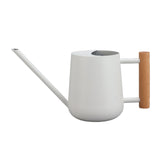 Watering Can 900ml Stainless Steel Long Spout Wooden Handle Elegant Flower Watering Pot for Garden Family Outdoor White