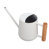 Watering Can 900ml Stainless Steel Long Spout Wooden Handle Elegant Flower Watering Pot for Garden Family Outdoor White