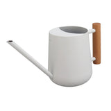Watering Can 900ml Stainless Steel Long Spout Wooden Handle Elegant Flower Watering Pot for Garden Family Outdoor White