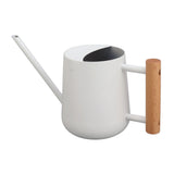 Watering Can 900ml Stainless Steel Long Spout Wooden Handle Elegant Flower Watering Pot for Garden Family Outdoor White