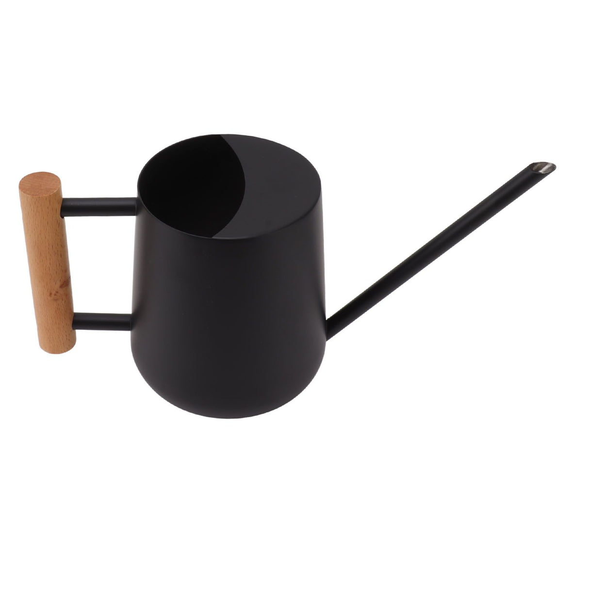 Watering Can 900ml Stainless Steel Long Spout Wooden Handle Elegant Flower Watering Pot for Garden Family Outdoor Black
