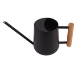 Watering Can 900ml Stainless Steel Long Spout Wooden Handle Elegant Flower Watering Pot for Garden Family Outdoor Black - Extra Image