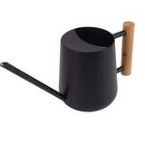 Watering Can 900ml Stainless Steel Long Spout Wooden Handle Elegant Flower Watering Pot for Garden Family Outdoor Black
