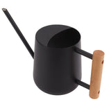Watering Can 900ml Stainless Steel Long Spout Wooden Handle Elegant Flower Watering Pot for Garden Family Outdoor Black - Extra Image