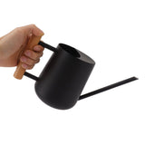 Watering Can 900ml Stainless Steel Long Spout Wooden Handle Elegant Flower Watering Pot for Garden Family Outdoor Black - Extra Image