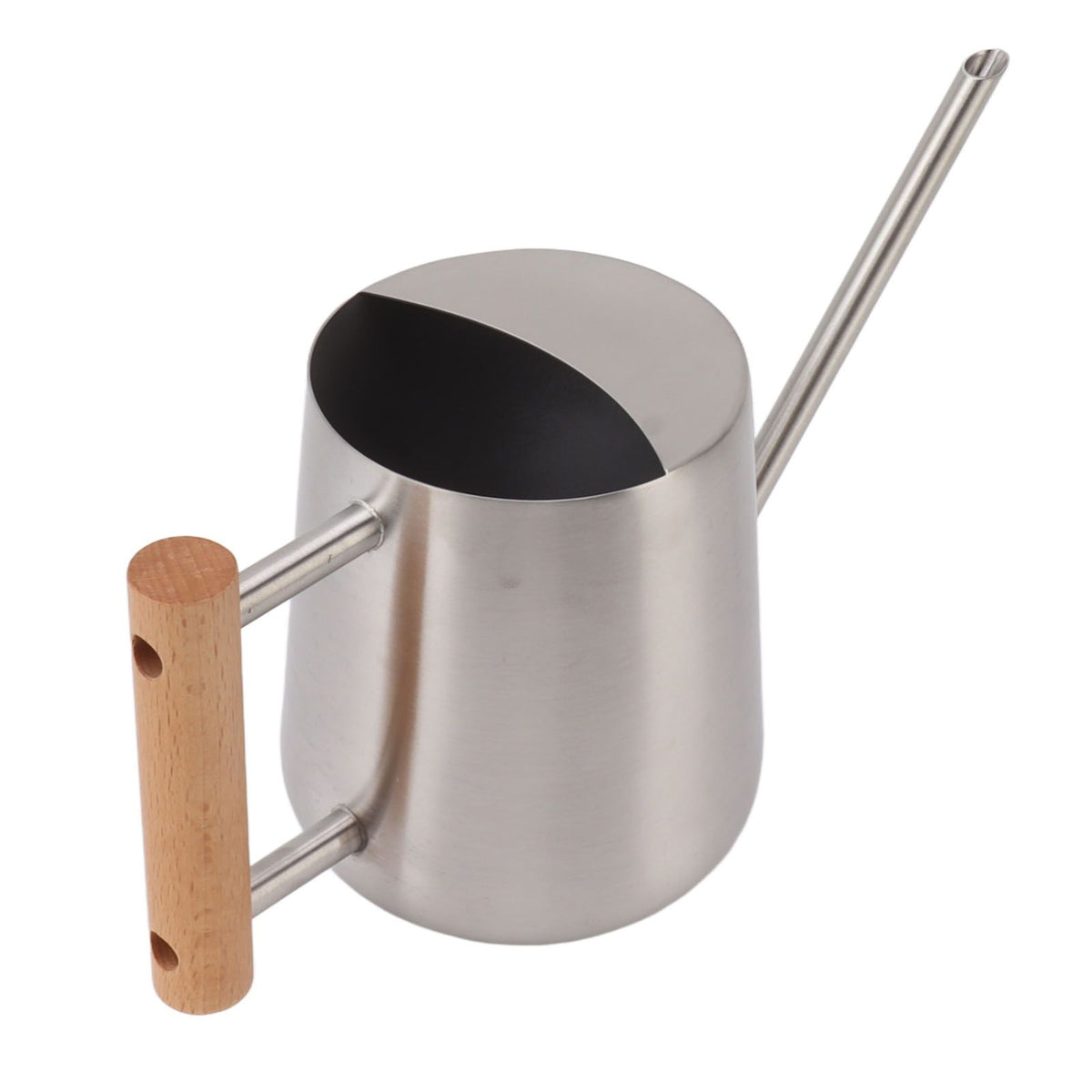 Watering Can 900ml Stainless Steel Long Spout Wooden Handle Elegant Flower Watering Pot for Garden Family Outdoor Silver Color