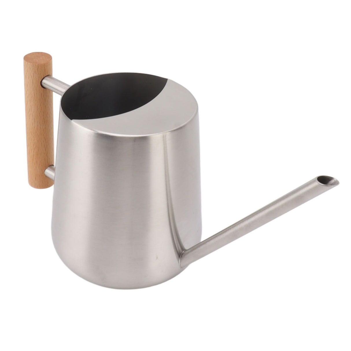 Watering Can 900ml Stainless Steel Long Spout Wooden Handle Elegant Flower Watering Pot for Garden Family Outdoor Silver Color
