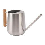 Watering Can 900ml Stainless Steel Long Spout Wooden Handle Elegant Flower Watering Pot for Garden Family Outdoor Silver Color
