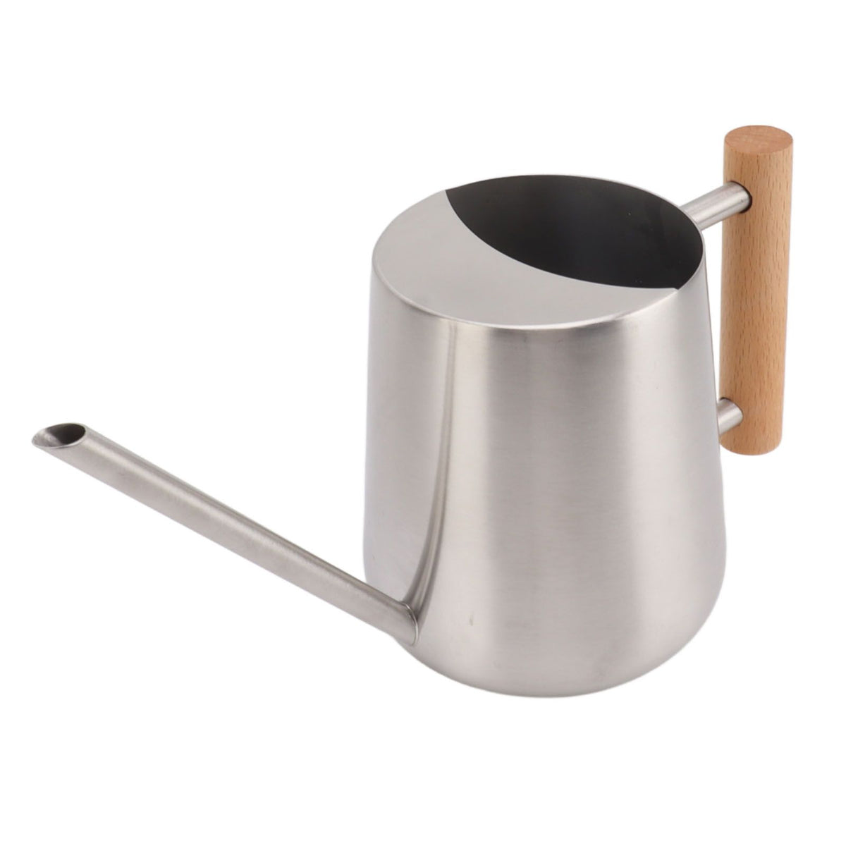 Watering Can 900ml Stainless Steel Long Spout Wooden Handle Elegant Flower Watering Pot for Garden Family Outdoor Silver Color