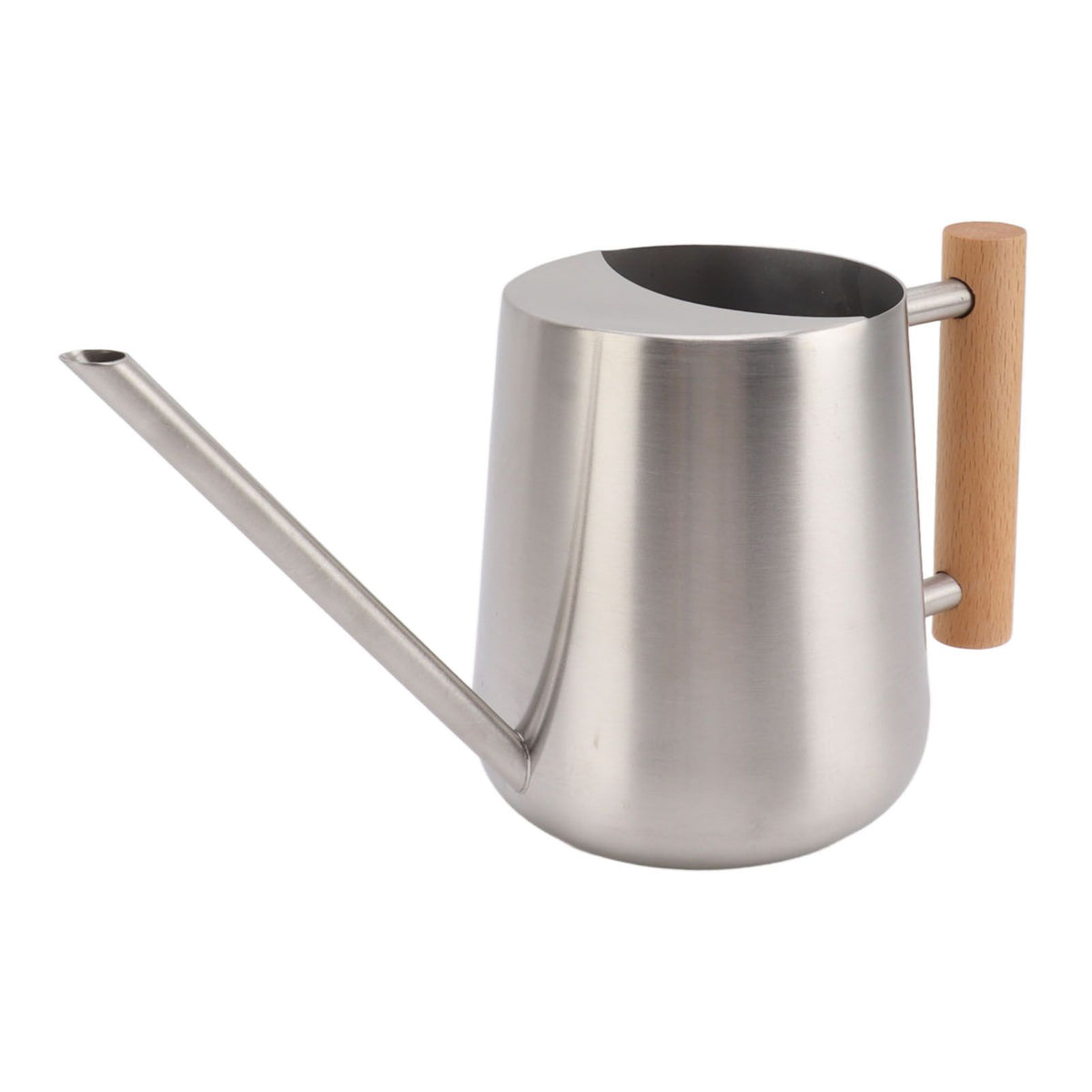 Watering Can 900ml Stainless Steel Long Spout Wooden Handle Elegant Flower Watering Pot for Garden Family Outdoor Silver Color