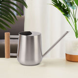 Watering Can 900ml Stainless Steel Long Spout Wooden Handle Elegant Flower Watering Pot for Garden Family Outdoor Silver Color