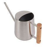Watering Can 900ml Stainless Steel Long Spout Wooden Handle Elegant Flower Watering Pot for Garden Family Outdoor Silver Color - Extra Image