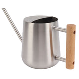 Watering Can 900ml Stainless Steel Long Spout Wooden Handle Elegant Flower Watering Pot for Garden Family Outdoor Silver Color - Extra Image