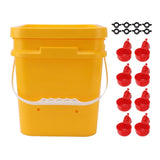 Automatic Chicken Waterer Cup with 12L Handheld Barrel Poultry Drinking Equipemnt for Goose Duck Bucket + Red Bird Bowl + Black Screws