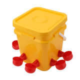 Automatic Chicken Waterer Cup with 12L Handheld Barrel Poultry Drinking Equipemnt for Goose Duck Bucket + Red Bird Bowl + Black Screws
