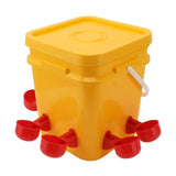 Automatic Chicken Waterer Cup with 12L Handheld Barrel Poultry Drinking Equipemnt for Goose Duck Bucket + Red Bird Bowl + Black Screws - Side View