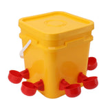 Automatic Chicken Waterer Cup with 12L Handheld Barrel Poultry Drinking Equipemnt for Goose Duck Bucket + Red Bird Bowl + Black Screws