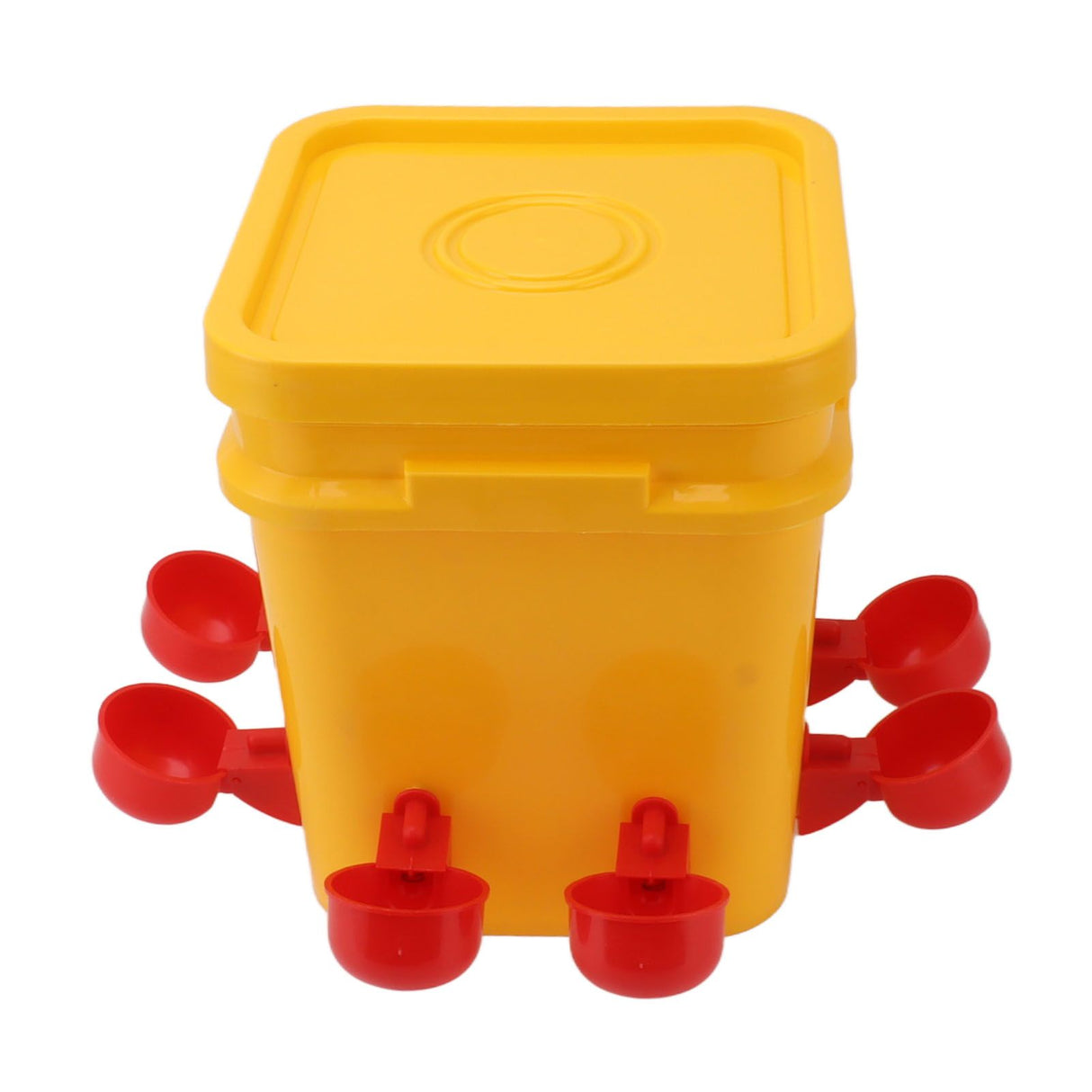 Automatic Chicken Waterer Cup with 12L Handheld Barrel Poultry Drinking Equipemnt for Goose Duck Bucket + Red Bird Bowl + Black Screws