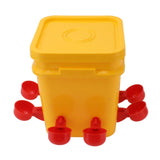 Automatic Chicken Waterer Cup with 12L Handheld Barrel Poultry Drinking Equipemnt for Goose Duck Bucket + Red Bird Bowl + Black Screws