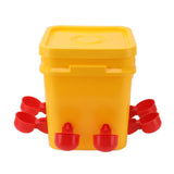 Automatic Chicken Waterer Cup with 12L Handheld Barrel Poultry Drinking Equipemnt for Goose Duck Bucket + Red Bird Bowl + Black Screws