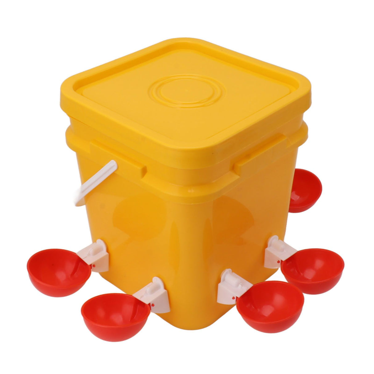 Automatic Chicken Waterer Cup with 12L Handheld Barrel Poultry Drinking Equipemnt for Goose Duck Bucket + Big Red Bowl + Black Screws