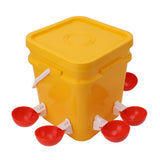 Automatic Chicken Waterer Cup with 12L Handheld Barrel Poultry Drinking Equipemnt for Goose Duck Bucket + Big Red Bowl + Black Screws