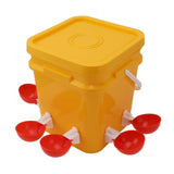 Automatic Chicken Waterer Cup with 12L Handheld Barrel Poultry Drinking Equipemnt for Goose Duck Bucket + Big Red Bowl + Black Screws - Top-Down View