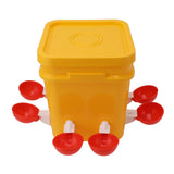 Automatic Chicken Waterer Cup with 12L Handheld Barrel Poultry Drinking Equipemnt for Goose Duck Bucket + Big Red Bowl + Black Screws