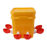 Automatic Chicken Waterer Cup with 12L Handheld Barrel Poultry Drinking Equipemnt for Goose Duck Bucket + Big Red Bowl + Black Screws