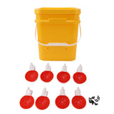 Automatic Chicken Waterer Cup with 12L Handheld Barrel Poultry Drinking Equipemnt for Goose Duck Bucket + Big Red Bowl + Black Screws