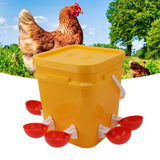 Automatic Chicken Waterer Cup with 12L Handheld Barrel Poultry Drinking Equipemnt for Goose Duck Bucket + Big Red Bowl + Black Screws