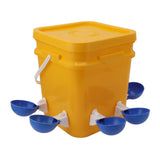 Automatic Chicken Waterer Cup with 12L Handheld Barrel Poultry Drinking Equipemnt for Goose Duck Bucket + Big Blue Bowl + Black Screws