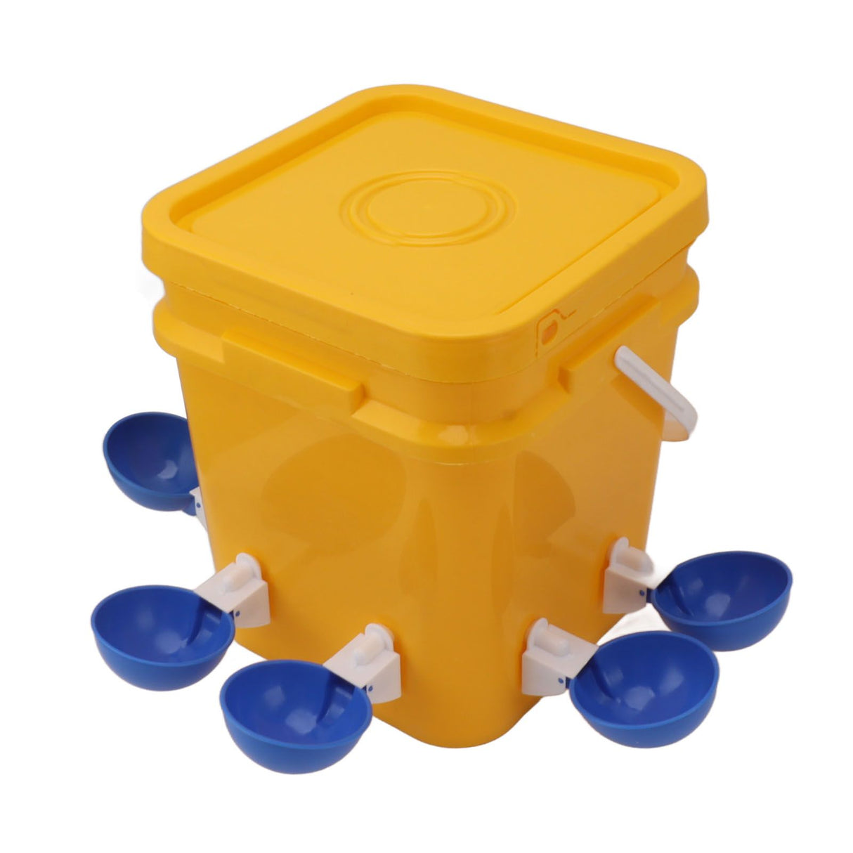 Automatic Chicken Waterer Cup with 12L Handheld Barrel Poultry Drinking Equipemnt for Goose Duck Bucket + Big Blue Bowl + Black Screws