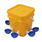 Automatic Chicken Waterer Cup with 12L Handheld Barrel Poultry Drinking Equipemnt for Goose Duck Bucket + Big Blue Bowl + Black Screws