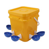 Automatic Chicken Waterer Cup with 12L Handheld Barrel Poultry Drinking Equipemnt for Goose Duck Bucket + Big Blue Bowl + Black Screws - 45-Degree Angle