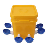 Automatic Chicken Waterer Cup with 12L Handheld Barrel Poultry Drinking Equipemnt for Goose Duck Bucket + Big Blue Bowl + Black Screws - Rear View