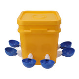 Automatic Chicken Waterer Cup with 12L Handheld Barrel Poultry Drinking Equipemnt for Goose Duck Bucket + Big Blue Bowl + Black Screws