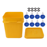 Automatic Chicken Waterer Cup with 12L Handheld Barrel Poultry Drinking Equipemnt for Goose Duck Bucket + Big Blue Bowl + Black Screws - Low Angle