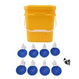 Automatic Chicken Waterer Cup with 12L Handheld Barrel Poultry Drinking Equipemnt for Goose Duck Bucket + Big Blue Bowl + Black Screws