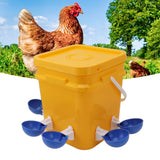 Automatic Chicken Waterer Cup with 12L Handheld Barrel Poultry Drinking Equipemnt for Goose Duck Bucket + Big Blue Bowl + Black Screws