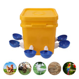 Automatic Chicken Waterer Cup with 12L Handheld Barrel Poultry Drinking Equipemnt for Goose Duck Bucket + Big Blue Bowl + Black Screws - Extra Image