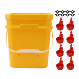 Automatic Chicken Waterer Cup with 12L Handheld Barrel Poultry Drinking Equipemnt for Goose Duck Bucket + Conjoined Red Bird Bowl+ Black Screws