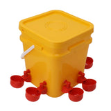 Automatic Chicken Waterer Cup with 12L Handheld Barrel Poultry Drinking Equipemnt for Goose Duck Bucket + Conjoined Red Bird Bowl+ Black Screws