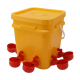 Automatic Chicken Waterer Cup with 12L Handheld Barrel Poultry Drinking Equipemnt for Goose Duck Bucket + Conjoined Red Bird Bowl+ Black Screws