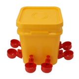 Automatic Chicken Waterer Cup with 12L Handheld Barrel Poultry Drinking Equipemnt for Goose Duck Bucket + Conjoined Red Bird Bowl+ Black Screws - Rear View