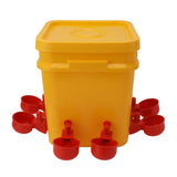 Automatic Chicken Waterer Cup with 12L Handheld Barrel Poultry Drinking Equipemnt for Goose Duck Bucket + Conjoined Red Bird Bowl+ Black Screws
